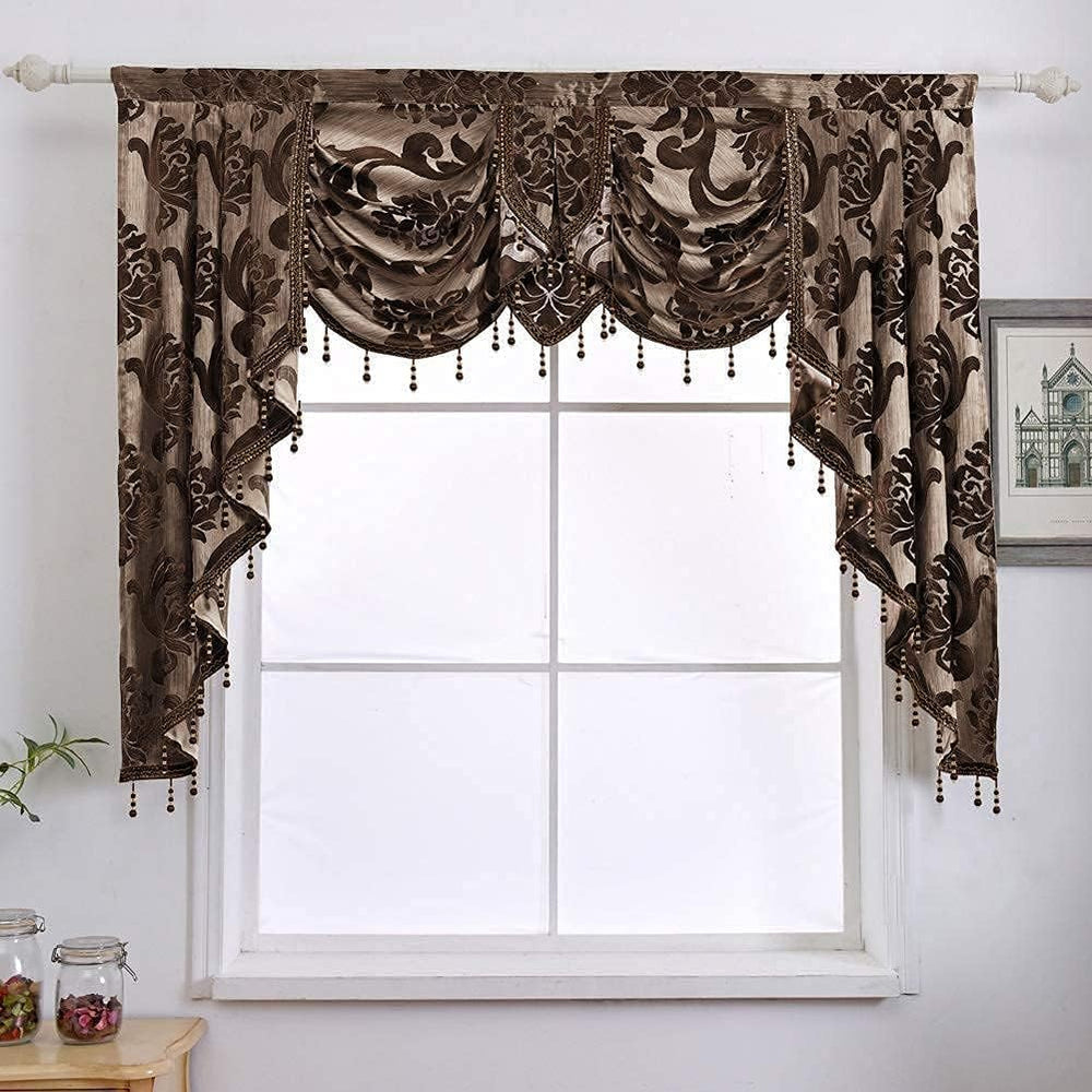 Window Valances for Living Room, Jacquard Damask Luxury Valance Curtains for ...
