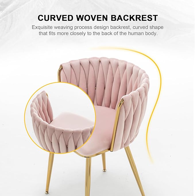 Velvet Dining Chairs Set of 6, Modern Upholstered Dining Chairs with Gold Met...