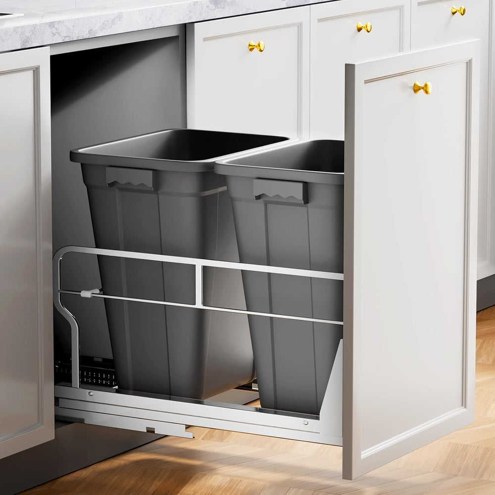 Insputer Double 40QT Pull Out Trash Can Under Cabinet, Heavy Duty Under Sink