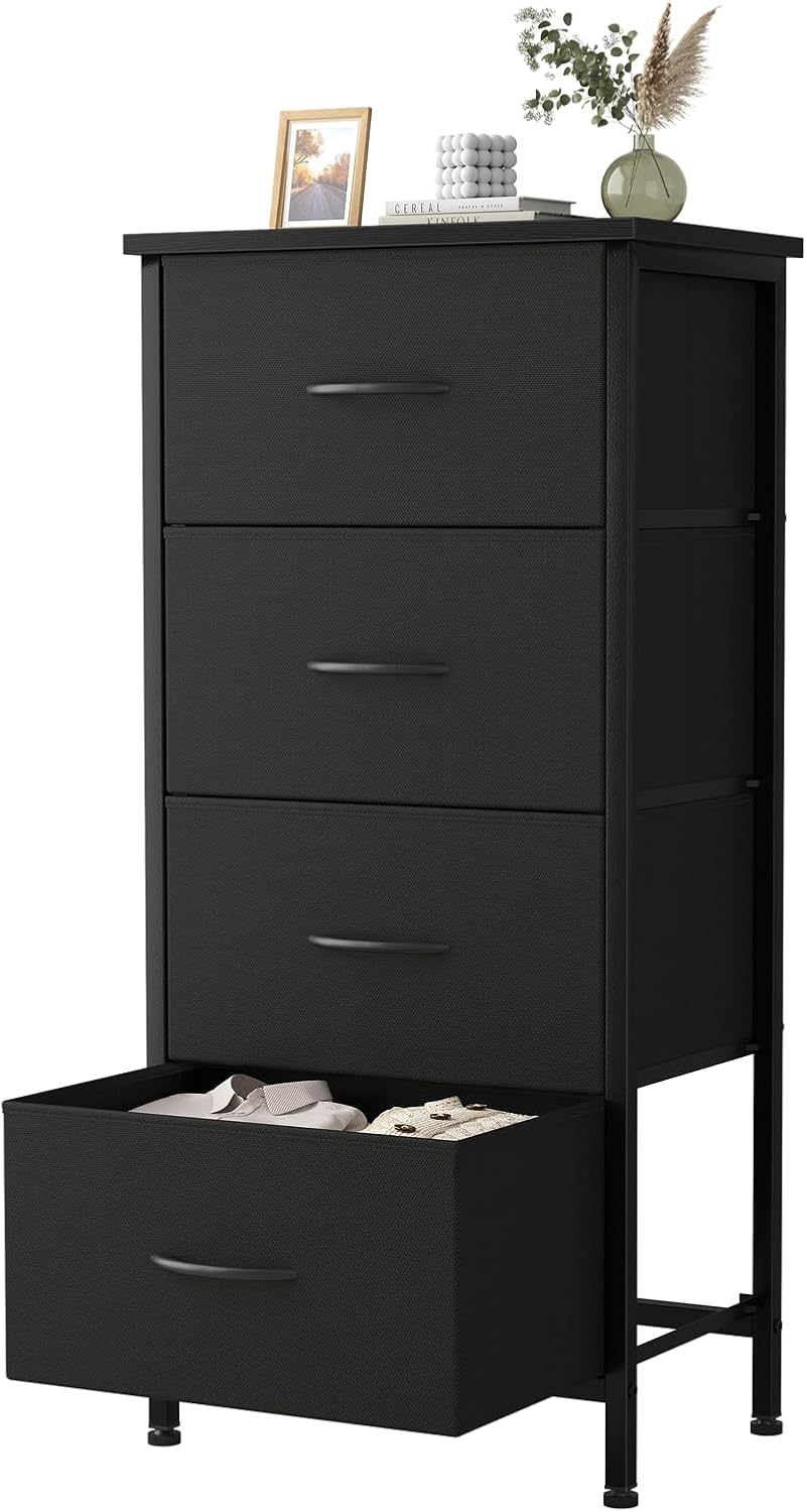 Sweetcrispy 4 Drawer Dresser, Tall Storage Cabinet for Bedroom and Closet