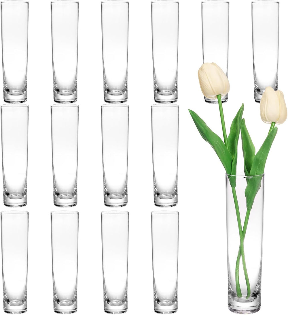 Fixwal 15 Pack Glass Cylinder Bud Flower Vases for Centerpieces