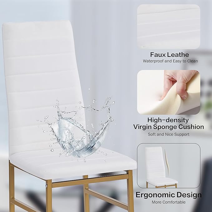 PU Dining Chairs Set of 4, Modern Kitchen & Dining Room Chairs Faux Leath...