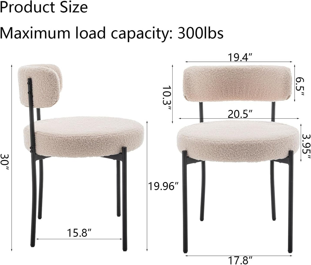 Cinxzar Boucle Dining Chairs Set of 2, Upholstered Dining Room Chairs with Bl...
