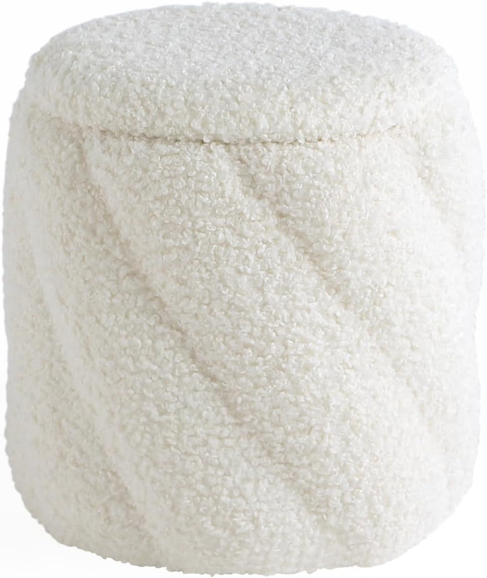 Get Set Style Round Ottoman with Soft Padded Seat, Storage Vanity Stool for M...