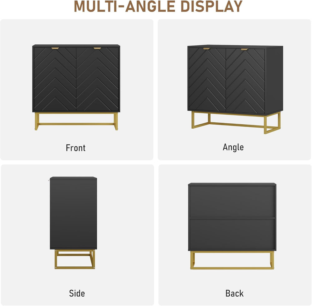 Garvee 31.5 in Modern Sideboard Buffet Cabinet with Storage, Wood Accent Stor...