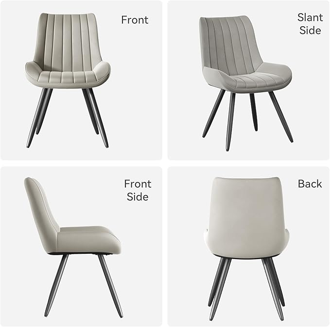 Mid Century Modern Dining Chairs Set of 4, Soft Cushion Upholstered Fabric, L...