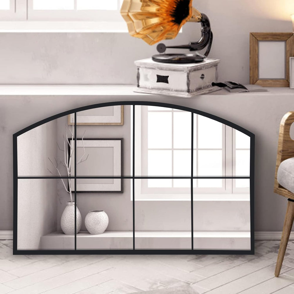 WAMIRRO 42x28 Large Black Arched Window Pane Wall Mirrors, Farmhouse Decor