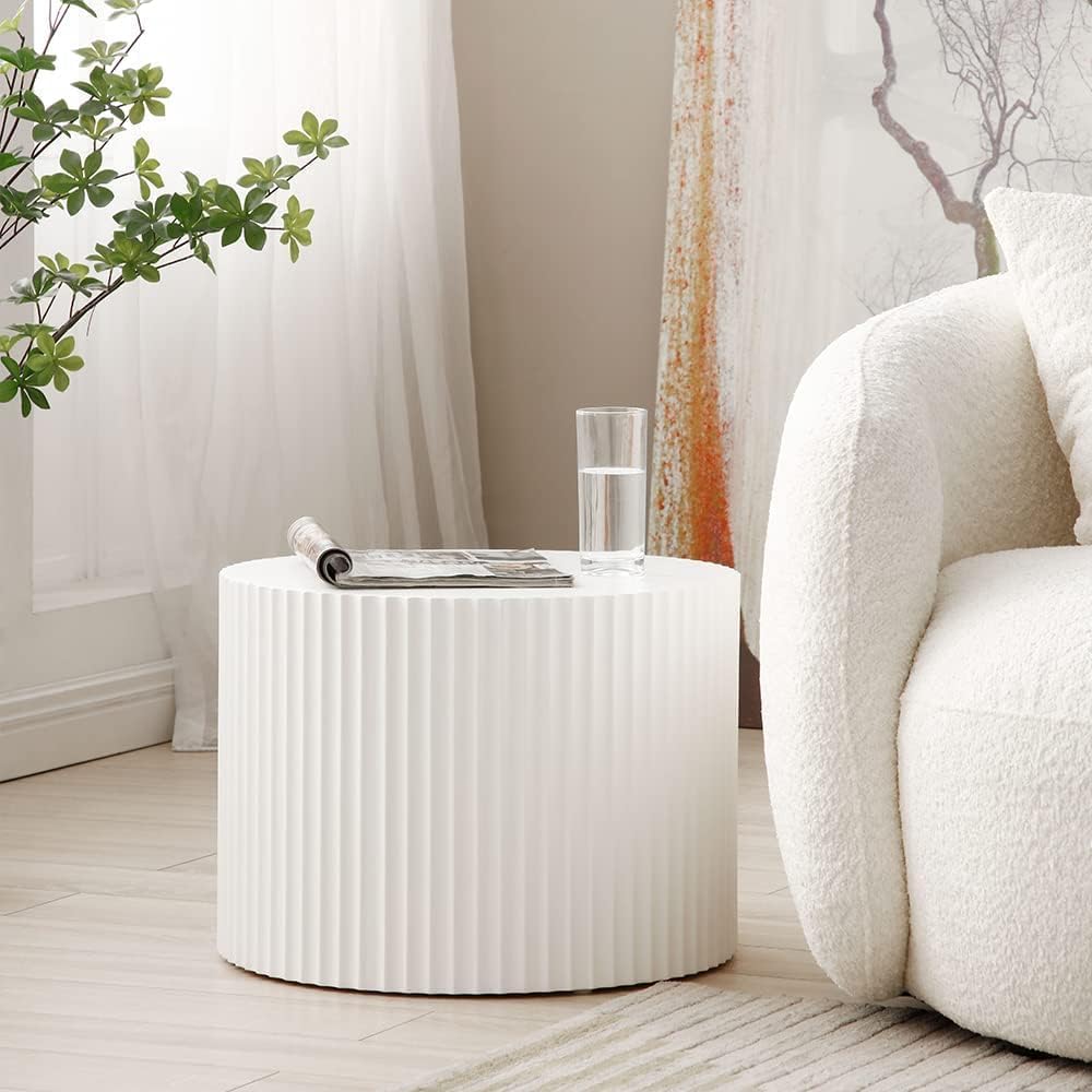 White Round Coffee Table Nesting Coffee Table Set of 2 Contemporary Circle Co...