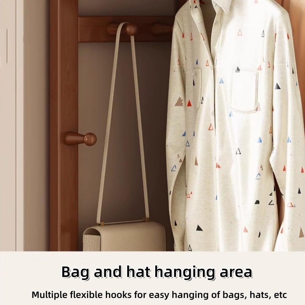 Bamboo Corner Coat Rack, Floor-Standing Clothing Rack with Hooks(Brown) | Sto...