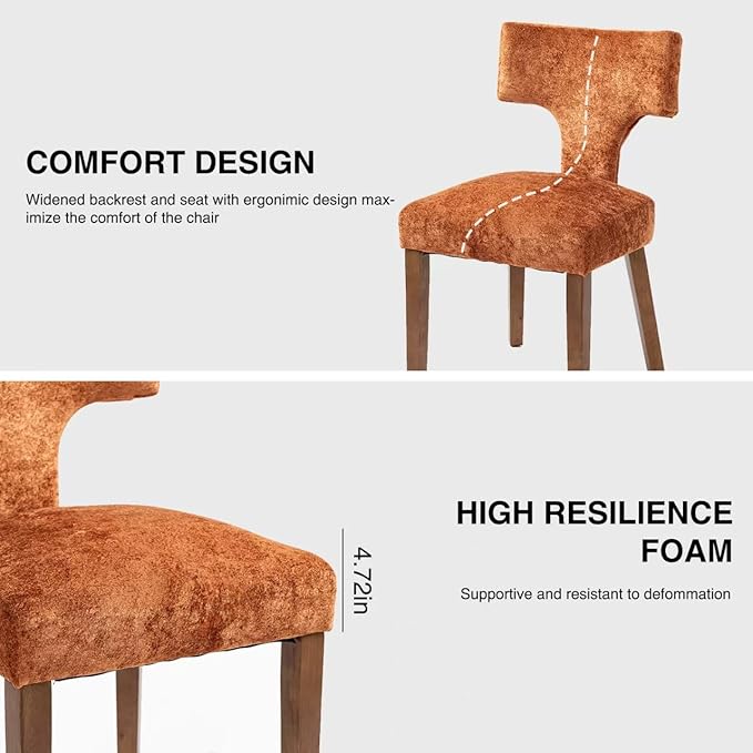 Farmhouse Dining Chairs Set of 2, Linen Upholstered Padded Chairs with Solid ...