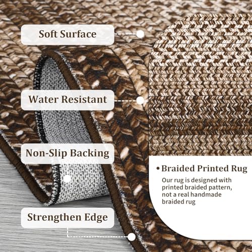RUGSREAL 8x10 Washable Area Rug for Living Room with Rubber Backing
