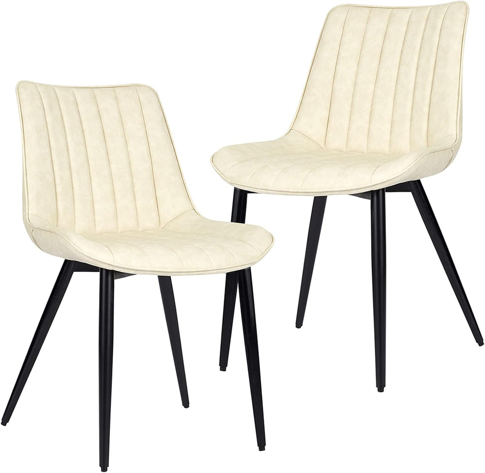 Faux Leather Dining Chairs Set of 2 Mid Century Modern Leisure Upholstered Ch...