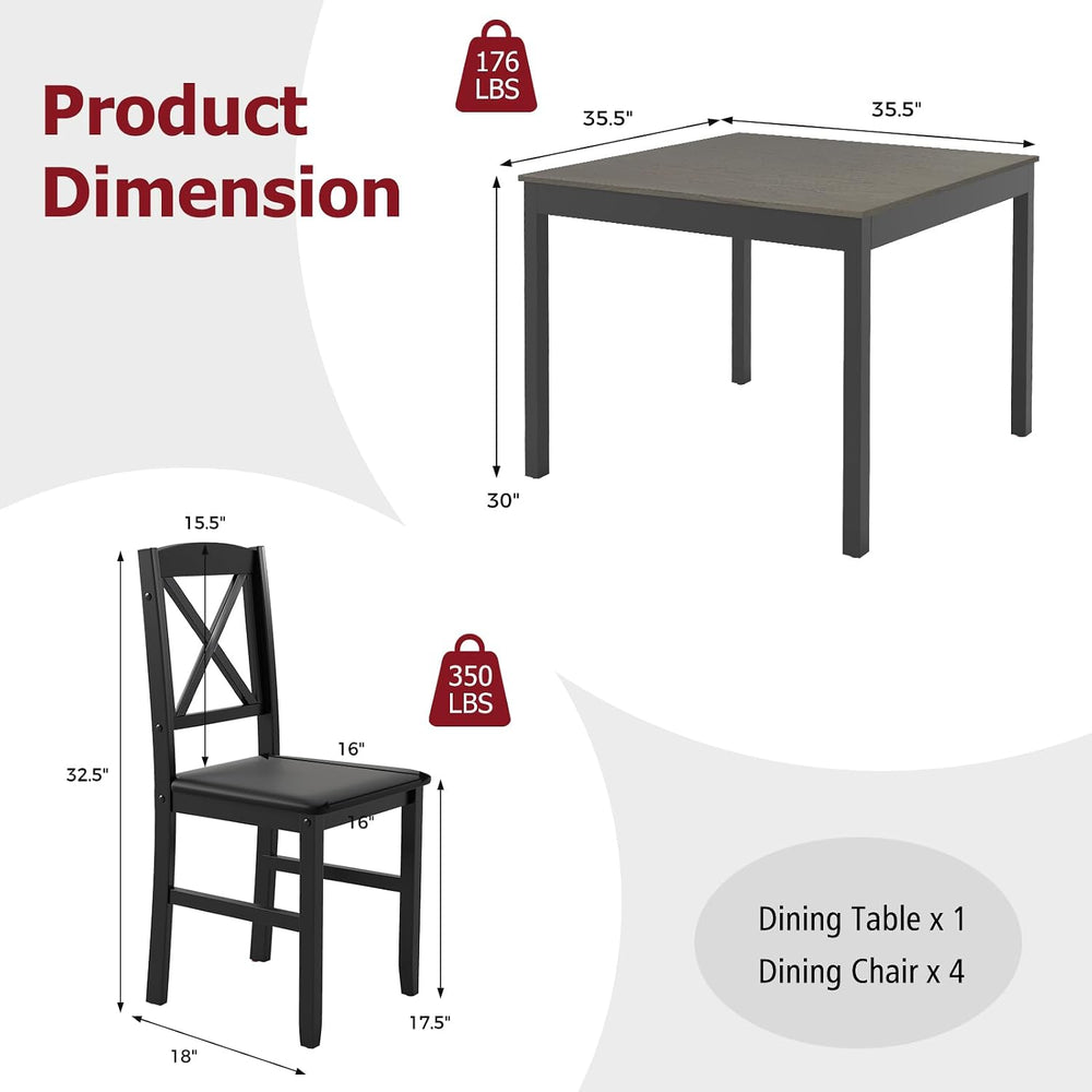 Tangkula Mid-Century Modern Dining Table Set for 2, Wooden Kitchen Table &...