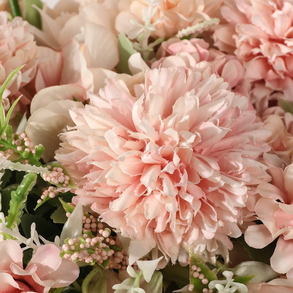 Peonies Artificial Flowers in Vase, Fake Hydrangea Silk Peony Flower Bouquet ...