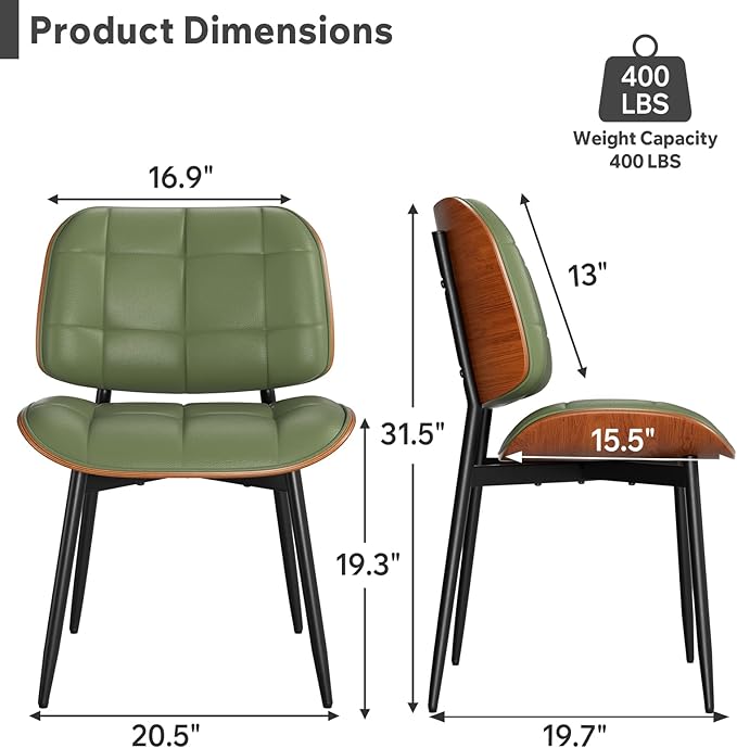 Dining Chair, Mid Century Modern Dining Room Chair, Upholstered Faux Leather ...