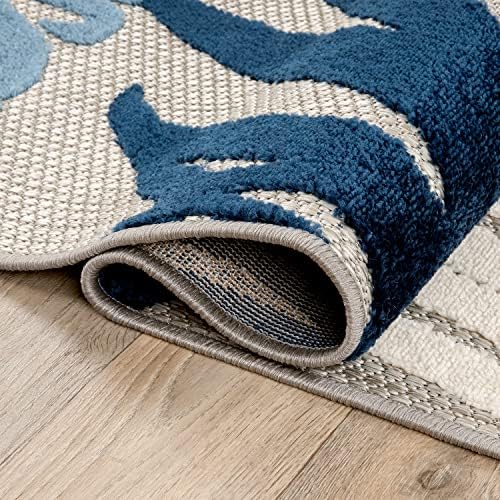 Rugshop Lucca Indoor/Outdoor Contemporary Floral Deck Area Rug Navy 5' x ...
