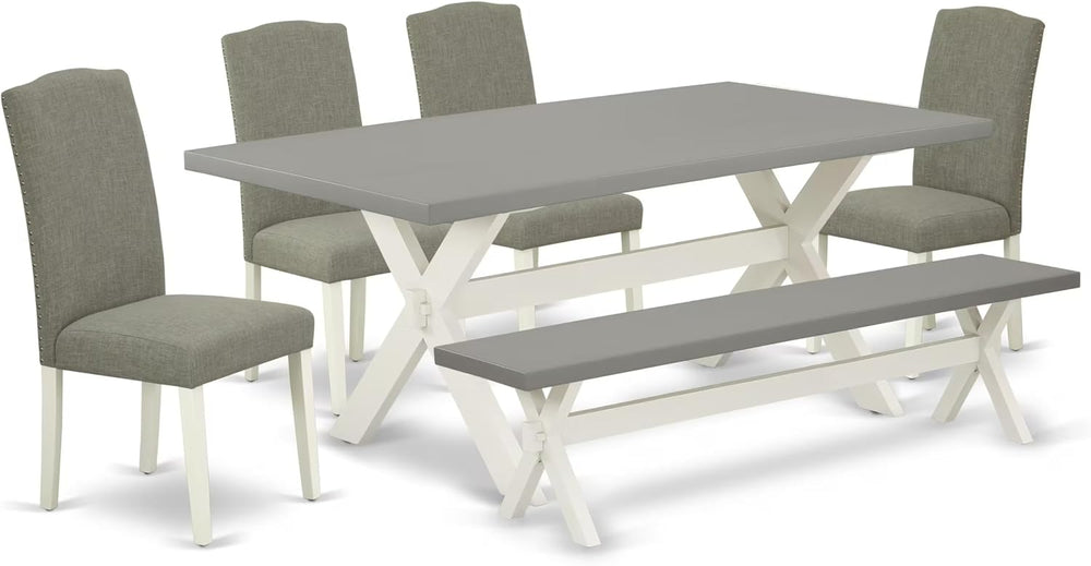East West Furniture X097EN206-6 6 Piece Dining Set Contains a Rectangle Dinin...