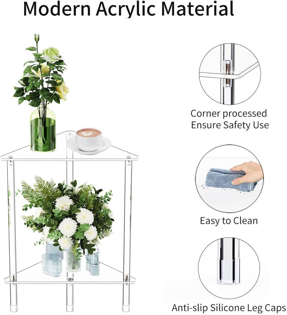 Clear Triangle Acrylic Side Table for Small Space, 11.81" L x 11.81"...