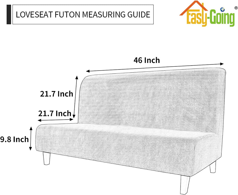 Easy-Going Stretch Medium Futon Slipcover Armless Futon Cover Cream
