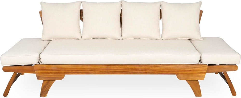 Christopher Knight Home Gary Patio Convertible Couch, Wooden Outdoor Daybed, ...