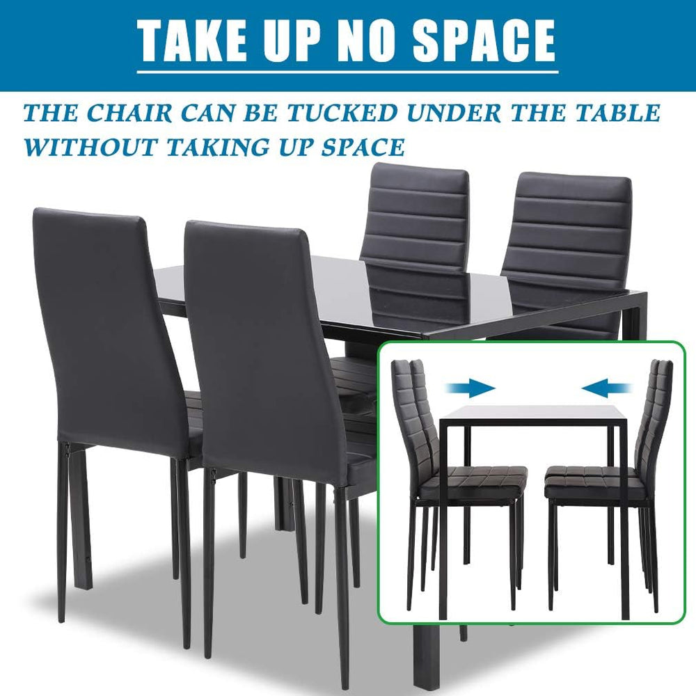 FDW | 5-Piece Dining Table Set | Black | Glass Kitchen Table with 4 Upholster...