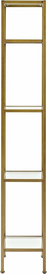 Crosley Furniture Aimee Narrow Bookshelf with Glass Shelves, Bookcase Storage...