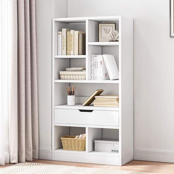 IOTXY Wooden Open Shelf Bookcase - 51 Inches Height Freestanding Display Stor...