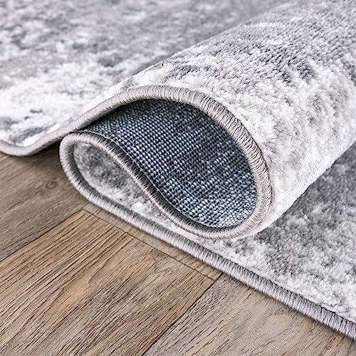 Rugshop Distressed Modern Bohemian Abstract Area Rug Gray 7'10" x 10...