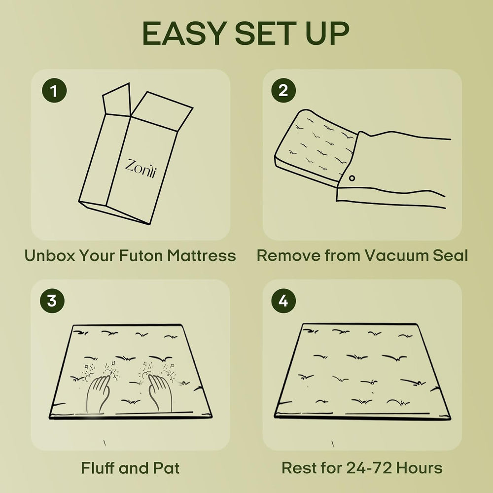 ZonLi Japanese Floor Futon Mattress 100% Cotton Cover Foldable Portable