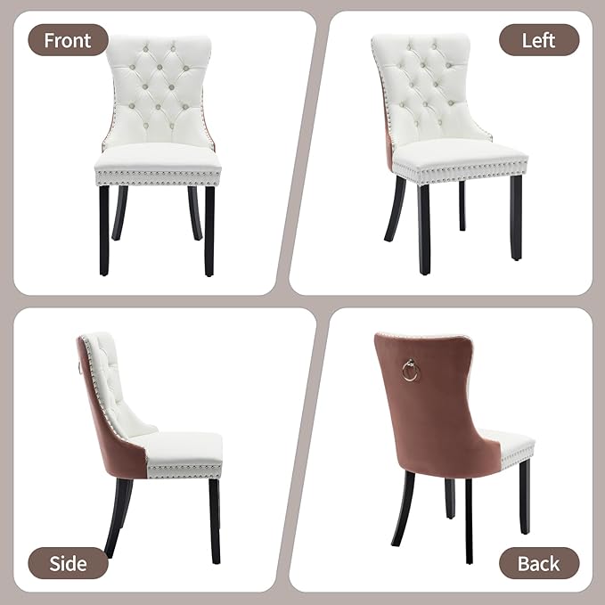 Velvet Dining Chairs Set of 2, High-end Tufted Upholstered Dining Chair with ...