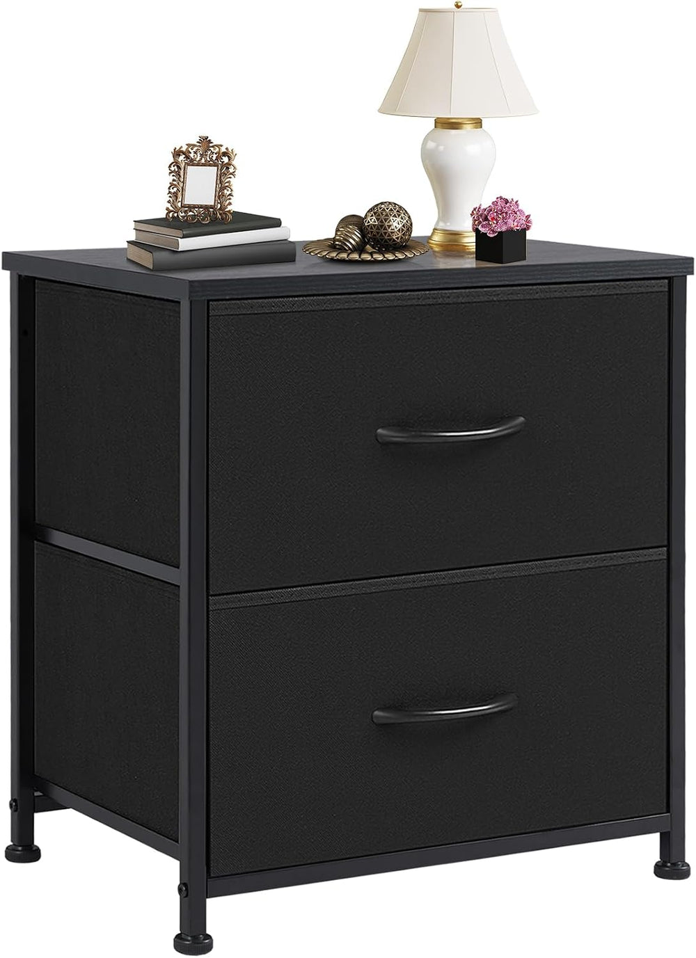 DUMOS Nightstand Small Dresser with 2 Fabric Drawers Side Tables Bedroom End ...