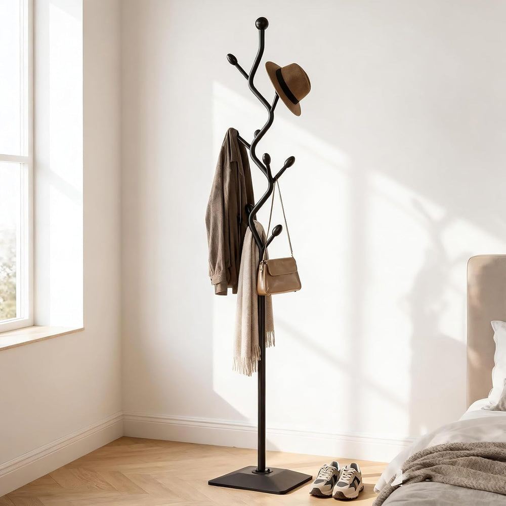 Tree-shaped coat rack stand,Metal coat tree with 8 Hooks and sturdy cast iron...