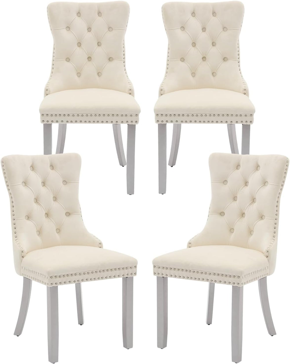Velvet Dining Chairs Set of 4, High-end Tufted Upholstered Dining Chair with ...