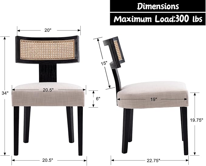 Upholstered Farmhouse Dining Chairs Set of 2 Mid Century Modern Dining Room C...