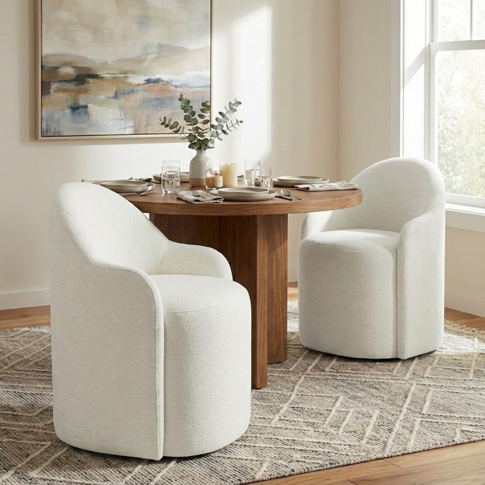 Upholstered Dining Chairs with Casters, No Assembly Modern Dining Room Chairs...