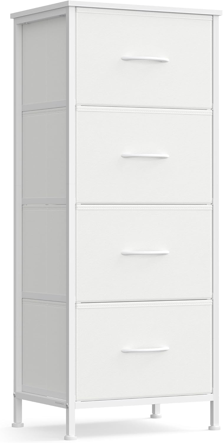 SONGMICS Dresser for Bedroom, Tall Dresser with 4 Fabric Drawers