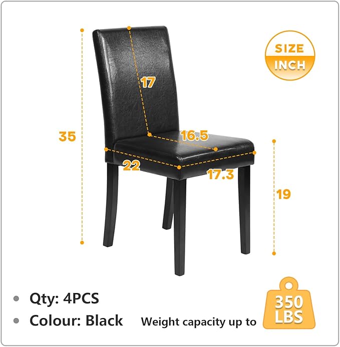 FDW Dining Chairs Set of 4,Dining Room Chairs,Side PU Cushion Chairs with Wat...