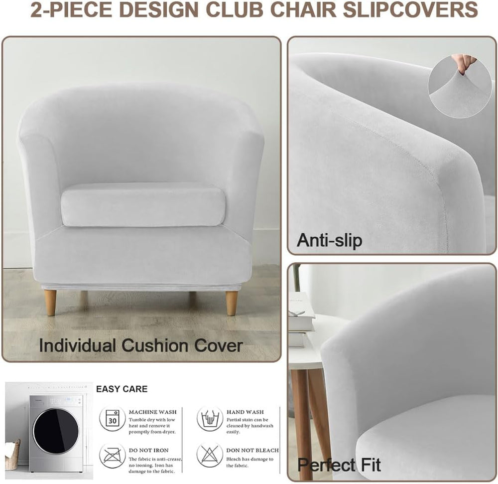 Velvet Club Chair Slipcover 2 Piece Swivel Barrel Chair Covers Slipcover Tub ...