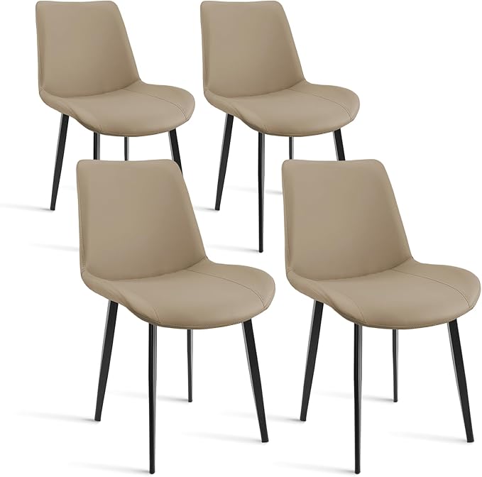 Dining Chairs, Modern PU Leather Dining Room Chair with Sturdy Metal Legs, Up...
