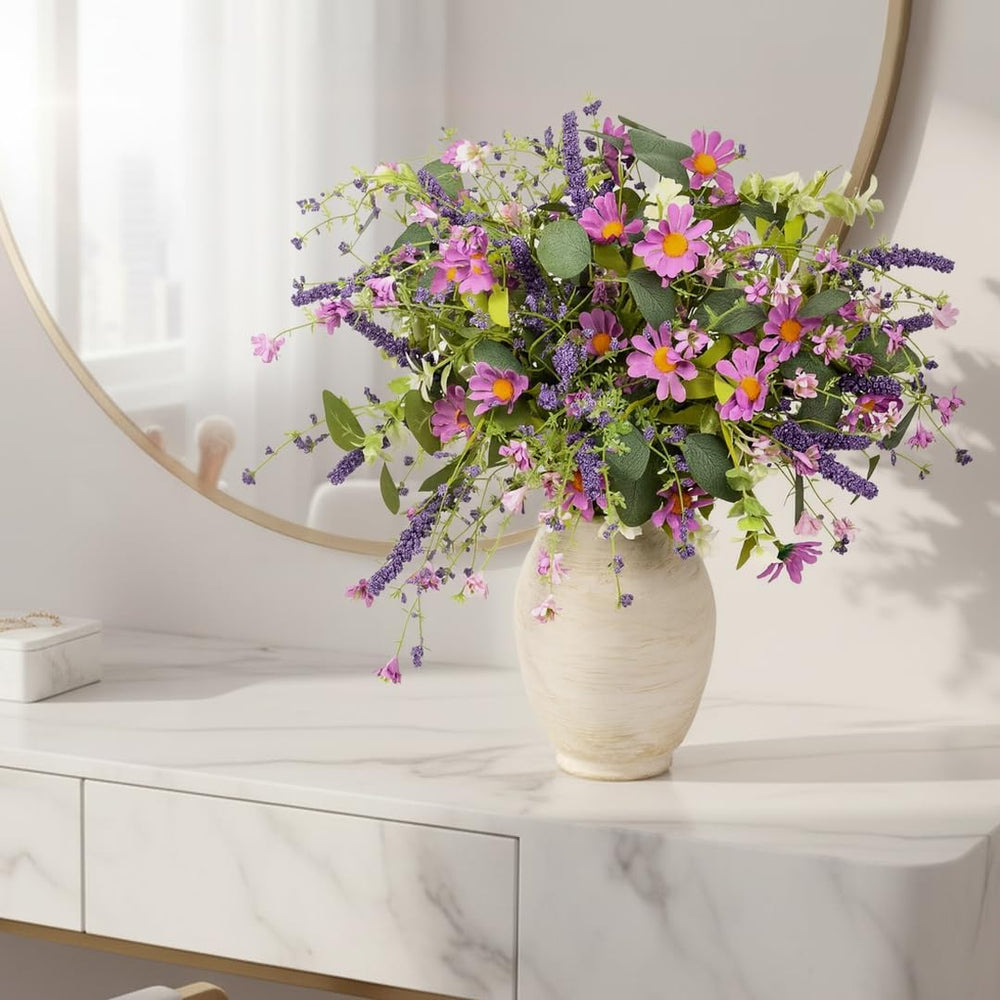 20" Artificial Flowers Bouquet for Vase Indoor, 6 stem Faux Silk Daisies...