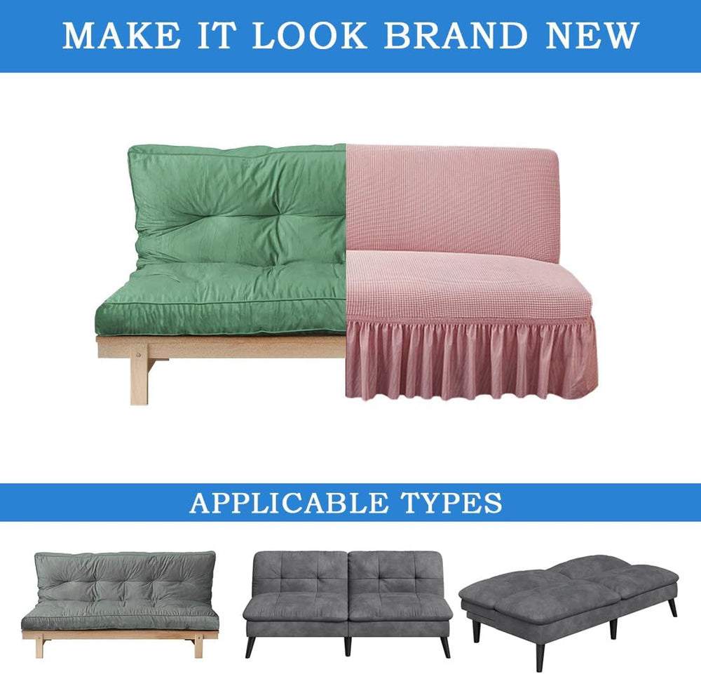 Futon Cover Slipcover Removable Armless Sofa Bed Slipcovers Full Size with Sk...