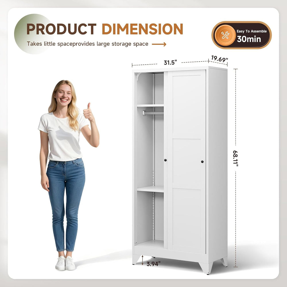 Armoire Wardrobe Closet,20" Deep Armoire Wardrobe Cabinets with Sliding ...