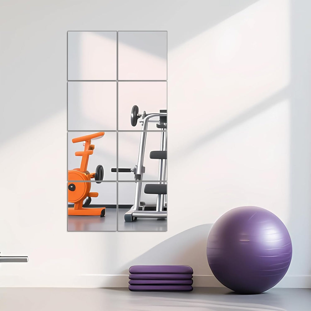 Full Length Mirror Tiles, 12" x 12" x 8PCS Frameless Wall Mounted M...