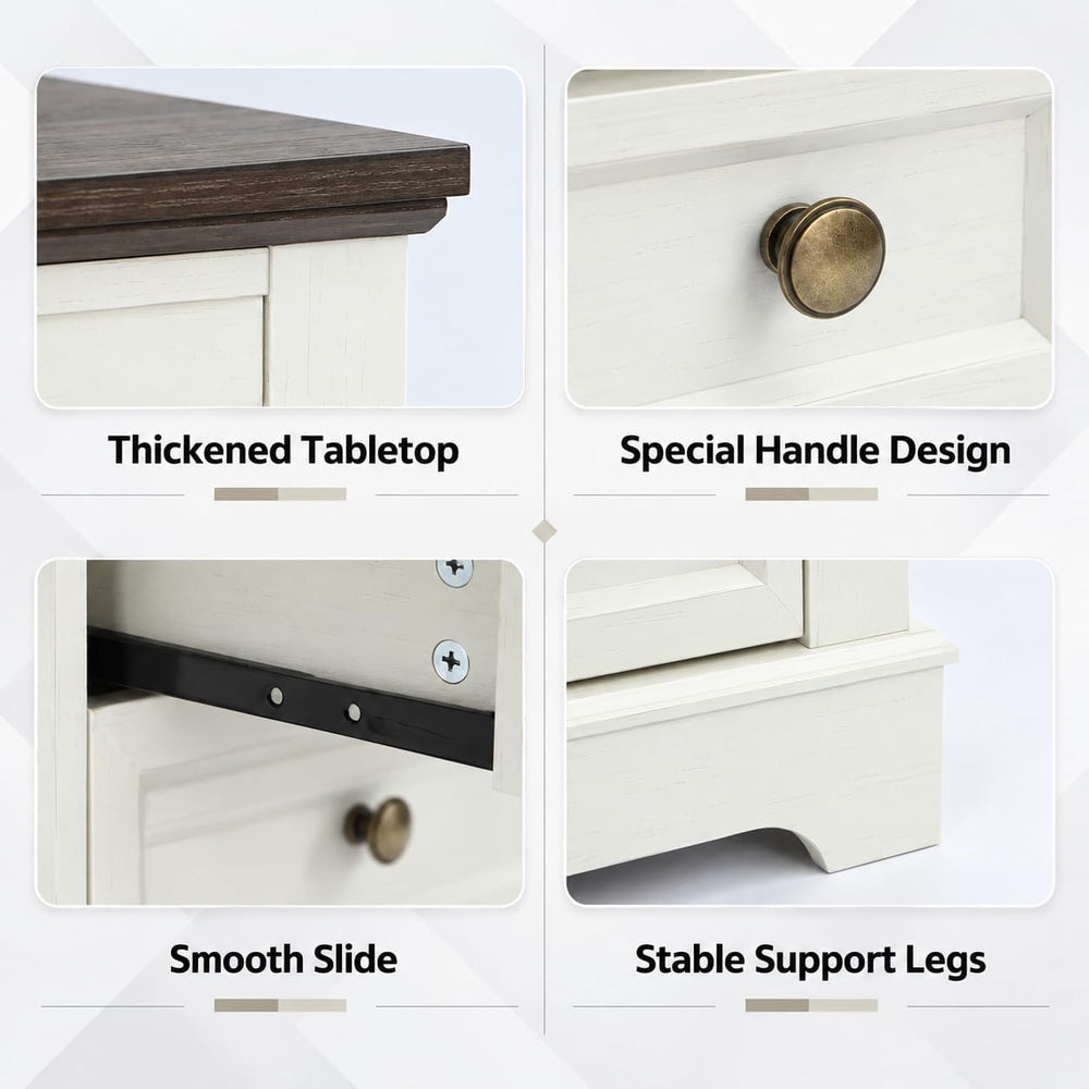 Farmhouse Bedroom Sets of 3, Including 9 Drawer Dresser, Nightstand Set of 2 ...