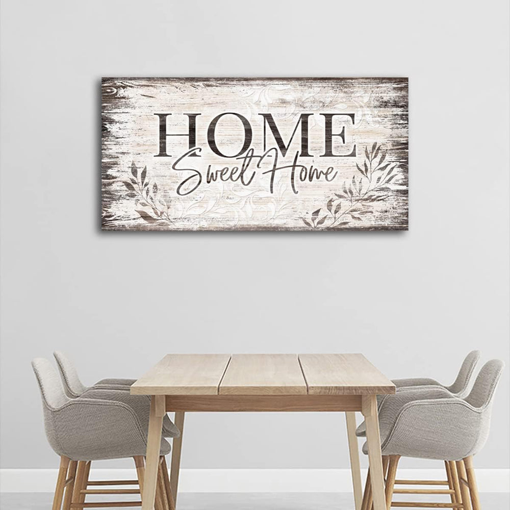 Home Sweet Home Wall Art Dark Brown Rustic Farmhouse Canvas Sign, 20"x40...