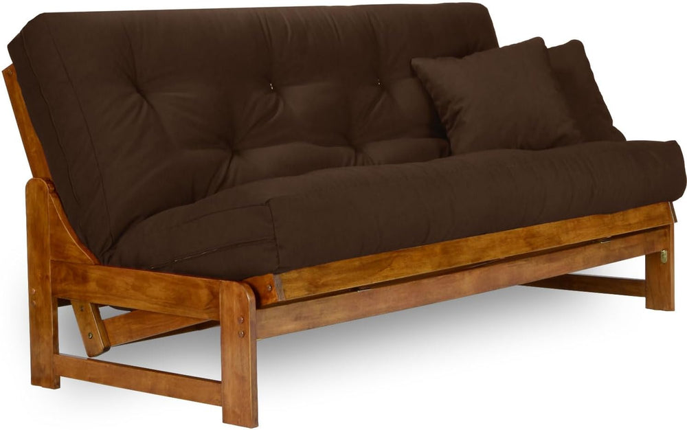 Arden Futon Set - Queen Size, Frame, 8" Mattress, Microfiber Sussex Fudg...