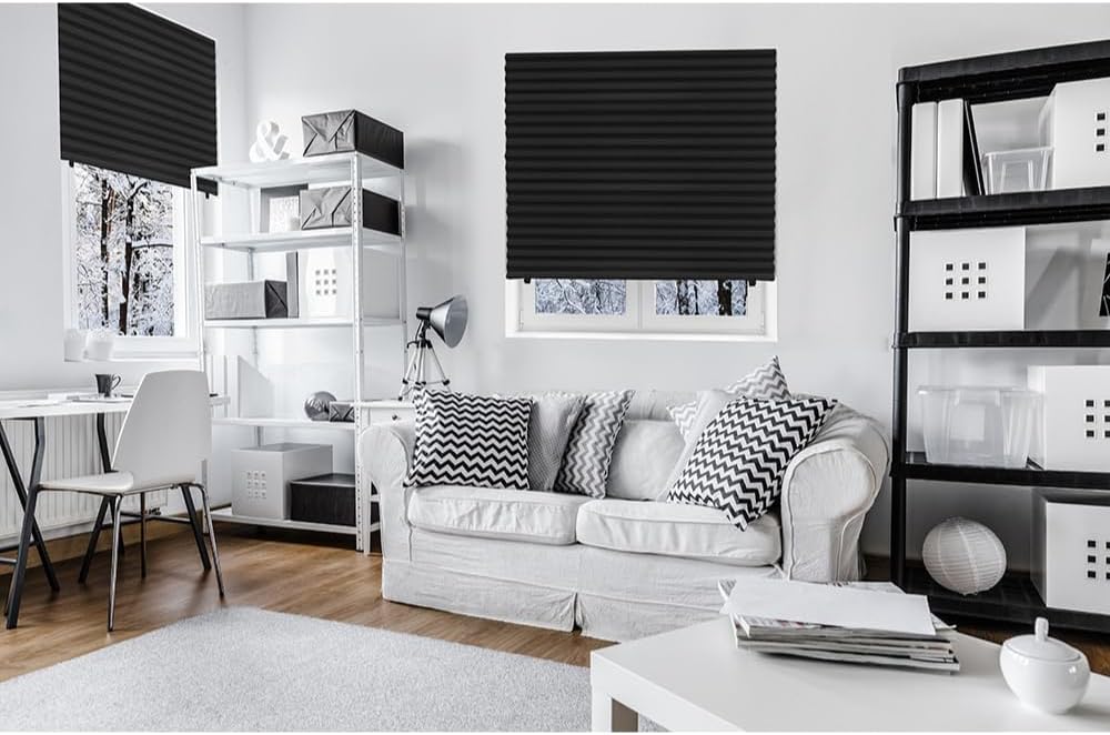 Redi Shade No Tools Original Blackout Pleated Paper Shade Black, 36" W x...