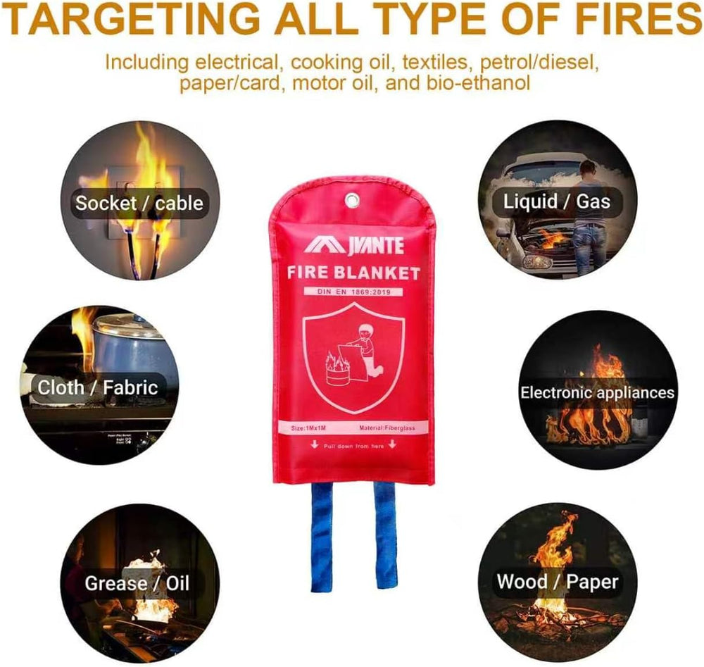 Emergency Fire Blanket-2 Pack for Home and Kitchen - 40"x40" Fiberg...