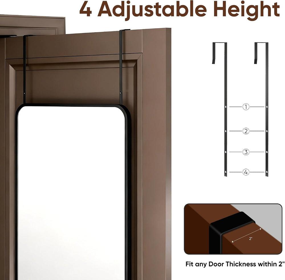 Antok 48" x 14" Full Length Over-the-Door Mirror, Hanging Mirror, B...