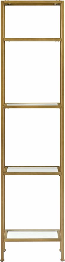 Crosley Furniture Aimee Narrow Bookshelf with Glass Shelves, Bookcase Storage...